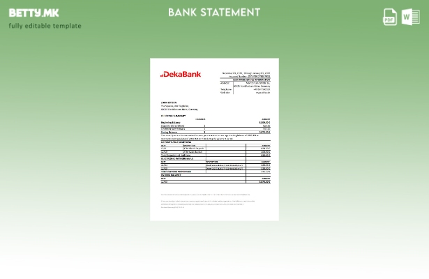 модерен стил Германија Dekabank банка извод шаблон ексел